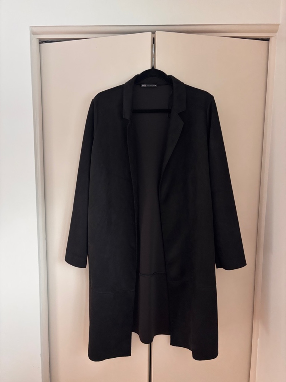 Zara Black Open-Front Trench Coat